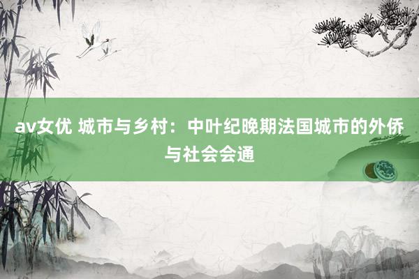av女优 城市与乡村:中叶纪晚期法国城市的外侨与社会会通