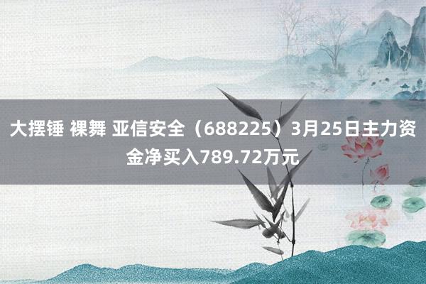 大摆锤 裸舞 亚信安全(688225)3月25日主力资金净买入789.72万元