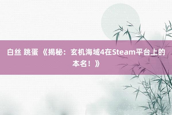 白丝 跳蛋 《揭秘:玄机海域4在Steam平台上的本名!》
